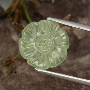 Prehnita verde natural de 4,48 ct, corte flor, translúcido
