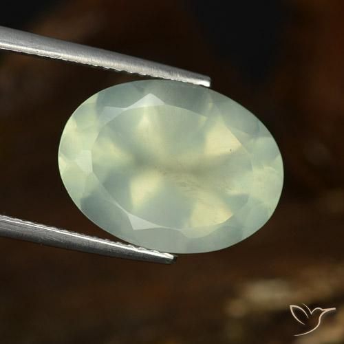 9.30ct Natural Verde amarillo claro Prehnite, Ovalada, Translúcido