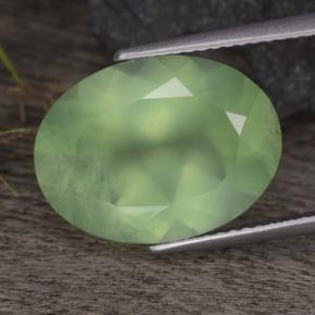 Prehnita verde natural de 8,65 ct, corte óvalo, translúcido
