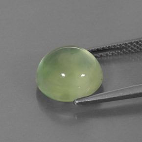 Prehnita verde natural de 4,43 ct, corte redondo, transparente