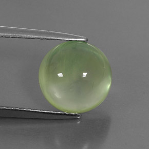 Prehnita verde natural de 4,43 ct, corte redondo, transparente