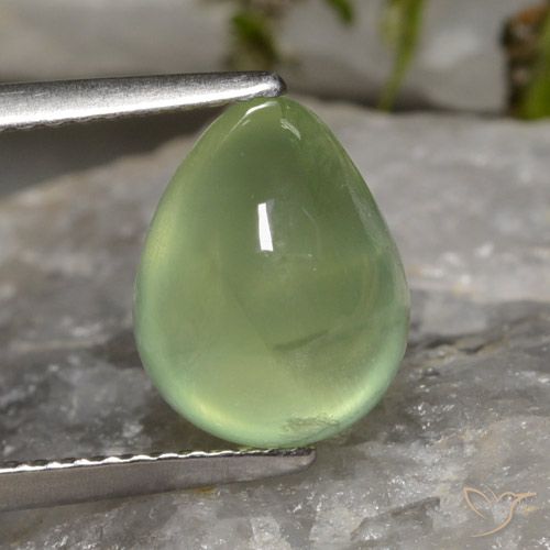 4.03ct Natural Pale Pear Green  Prehnite, En forma de pera, Transparente