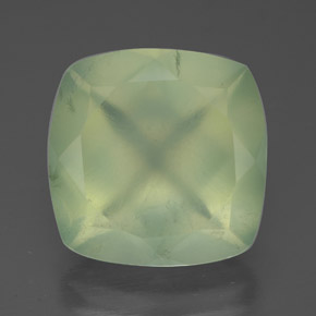 Prehnita verde natural de 7,47 ct, corte cojín, translúcido