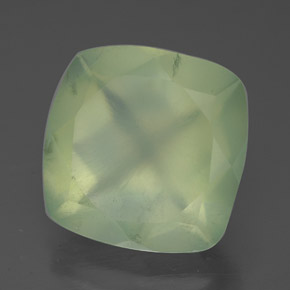 Prehnita verde natural de 7,47 ct, corte cojín, translúcido