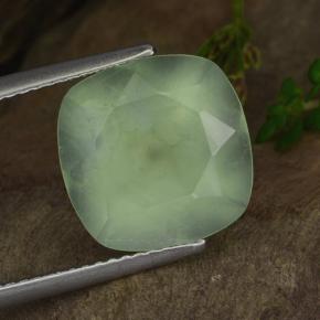 Prehnita verde natural de 6,67 ct, corte cojín, translúcido