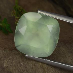 Prehnita verde natural de 6,67 ct, corte cojín, translúcido