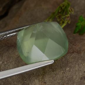 Prehnita verde natural de 6,67 ct, corte cojín, translúcido