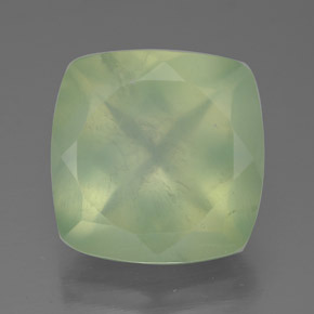 Prehnita verde natural de 7,55 ct, corte cojín, translúcido
