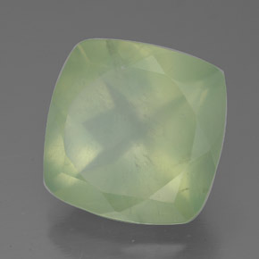 Prehnita verde natural de 7,55 ct, corte cojín, translúcido