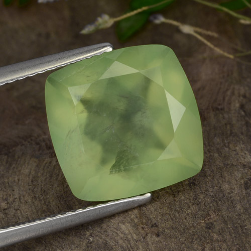 Prehnita verde natural de 6,62 ct, transparente, transparente / translúcido