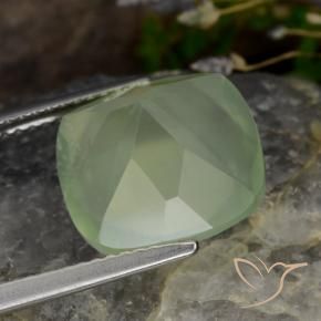 Prehnite Pale Pear Green  natural de 6.97 ct, Forma Cojín, Translúcido