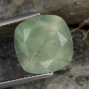Prehnita verde natural de 6,59 ct, corte cojín, translúcido