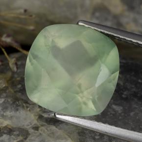 Prehnita verde natural de 6,59 ct, corte cojín, translúcido