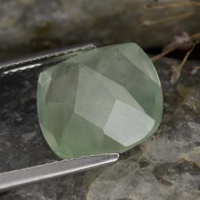 Prehnita verde natural de 6,59 ct, corte cojín, translúcido