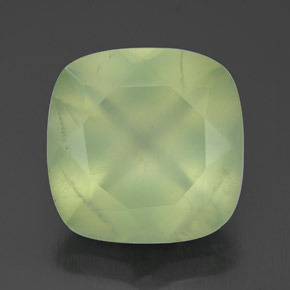 Prehnita verde natural de 6,41 ct, corte cojín, transparente