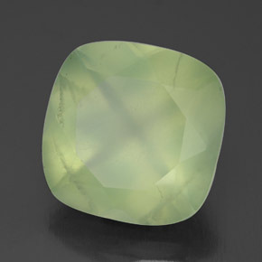 Prehnita verde natural de 6,41 ct, corte cojín, transparente