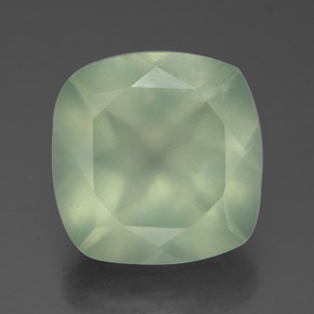 Prehnita verde natural de 6,41 ct, corte cojín, translúcido