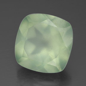 Prehnita verde natural de 6,41 ct, corte cojín, translúcido
