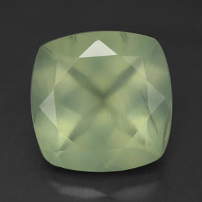 Prehnita verde natural de 6,88 ct, corte cojín, transparente