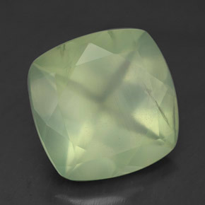 Prehnita verde natural de 6,88 ct, corte cojín, transparente
