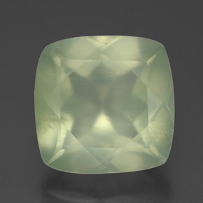 Prehnita verde natural de 7,13 ct, corte cojín, transparente