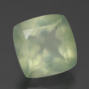 Prehnita verde natural de 7,13 ct, corte cojín, transparente