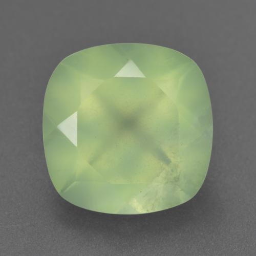 Prehnita verde natural de 6,33 ct, corte cojín, transparente