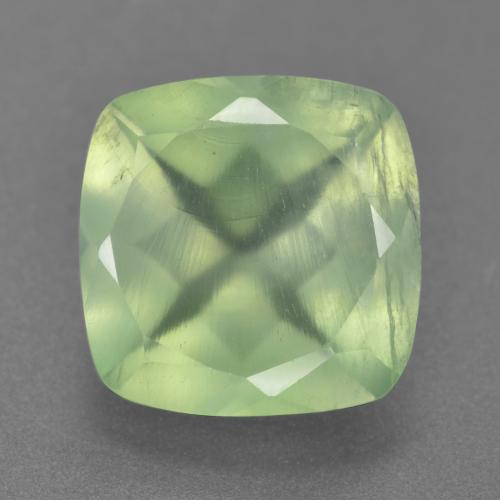 Prehnita verde natural de 6,68 ct, corte cojín, translúcido