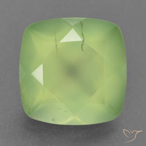 Prehnita verde natural de 6,97 ct, corte cojín, translúcido