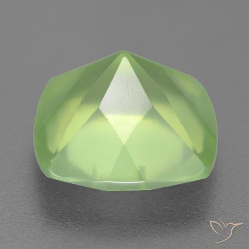 Prehnita verde natural de 6,97 ct, corte cojín, translúcido
