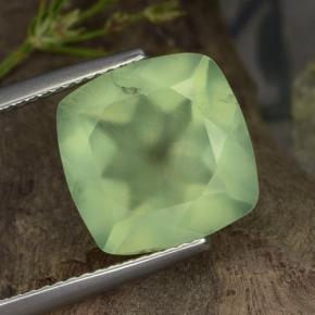 Prehnita verde natural de 7,07 ct, corte cojín, translúcido
