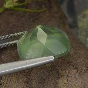Prehnita verde natural de 7,07 ct, corte cojín, translúcido