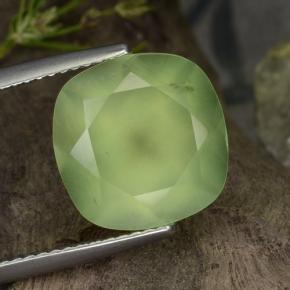 Prehnita verde natural de 6,47 ct, corte cojín, translúcido