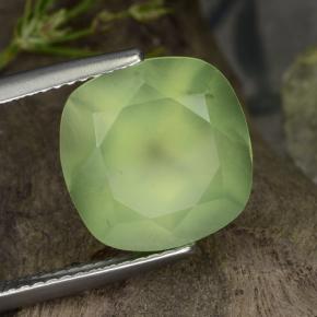 Prehnita verde natural de 6,47 ct, corte cojín, translúcido
