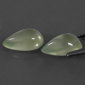 Gemas de prehnita verde natural de  ct, en forma de pera, transparente
