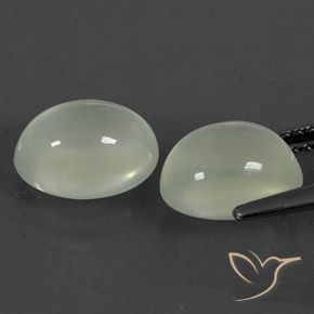 Gemas de Prehnite Olive Green  natural de 5.18 ct, Ovalada, Transparente / Translúcido