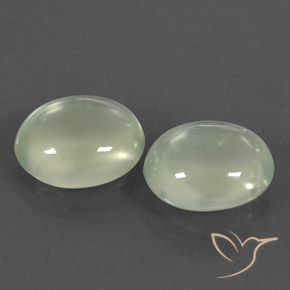 5.26ctw Natural Verde grisáceo Prehnite, Ovalada, Transparente / Translúcido