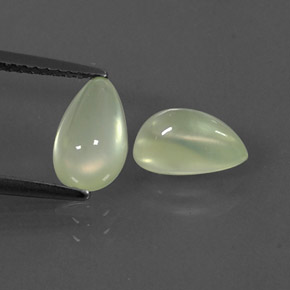 Gemas de prehnita verde natural de  ct, en forma de pera, transparente