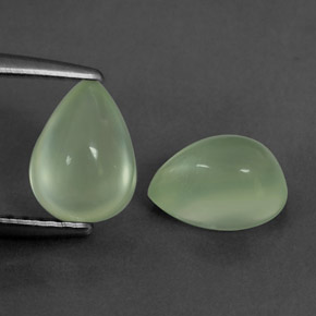 Gemas de prehnita verde natural de  ct, en forma de pera, transparente