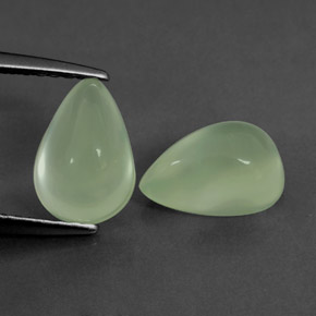 Gemas de prehnita verde natural de  ct, en forma de pera, transparente