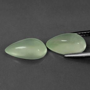 Gemas de prehnita verde natural de  ct, en forma de pera, transparente
