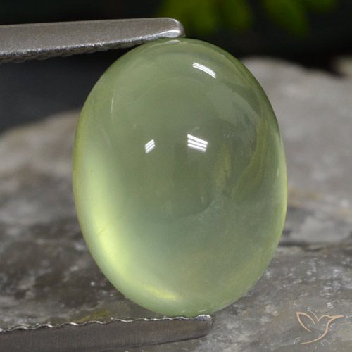 Prehnita verde natural de 3,26 ct, corte óvalo, translúcido