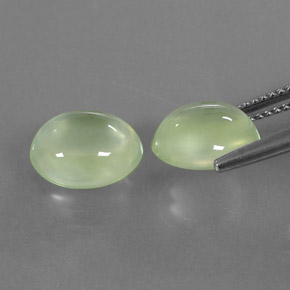 Gemas de Prehnite Verde natural de  ct, Corte Óvalo, Transparente