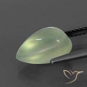 Prehnite Pale Green  natural de 3.32 ct, En forma de pera, Transparente / Translúcido