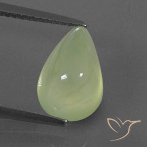 4.35ct Natural Pale Pear Green  Prehnite, En forma de pera, Transparente / Translúcido