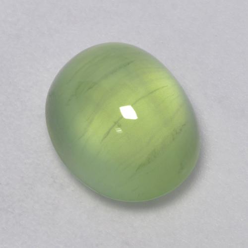 Prehnita verde natural de 3,11 ct, corte óvalo, transparente
