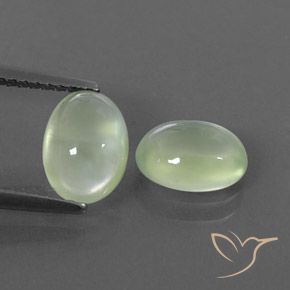 3.01ctw Natural Pale Pear Green  Prehnite, Ovalada, Transparente / Translúcido