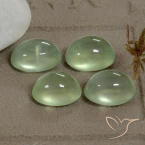 Gemas de Prehnite Pale Pear Green  natural de 8.18 ct, Ovalada, Transparente