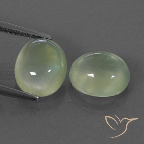 5.10ctw Natural Pale Pear Green  Prehnite, Ovalada, Transparente / Translúcido