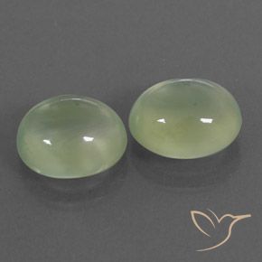 Gemas de Prehnite Pale Pear Green  natural de 5.10 ct, Ovalada, Transparente / Translúcido